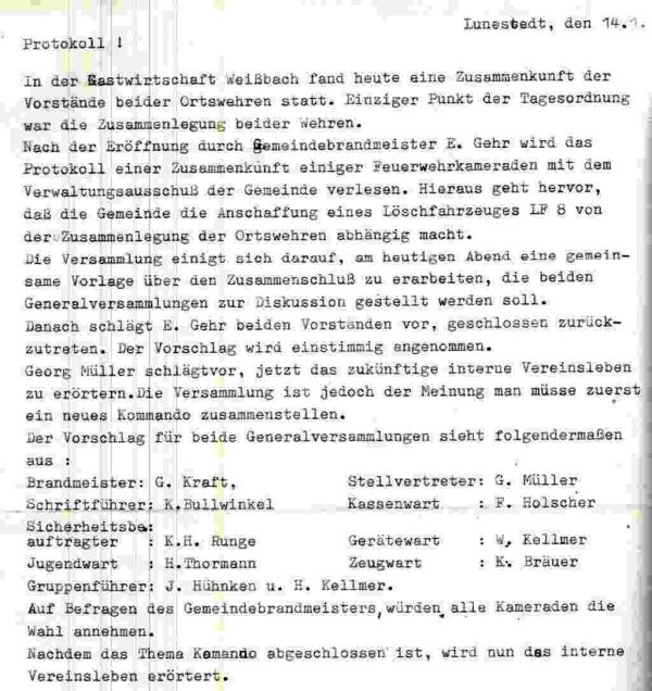 Vereinigung der Feuerwehren 1972